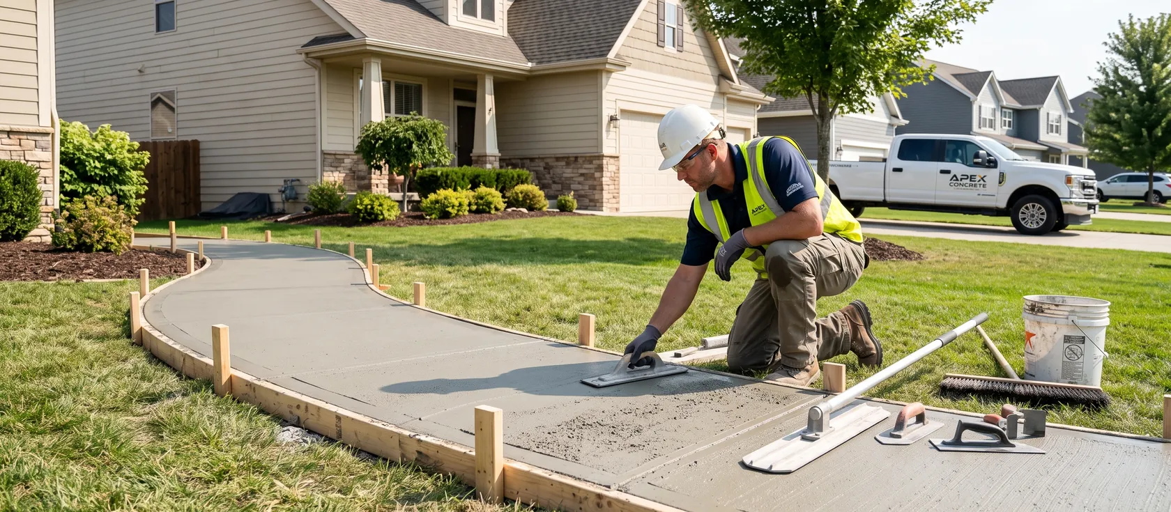 A service provider performing concrete service work