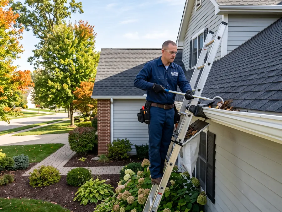Gutters service in progress