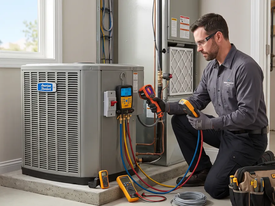 HVAC service in progress
