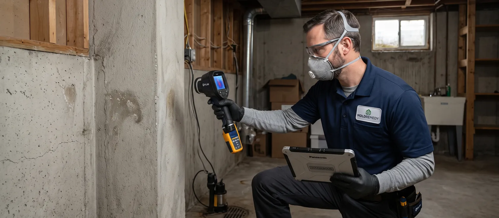 A service provider performing mold remediation work