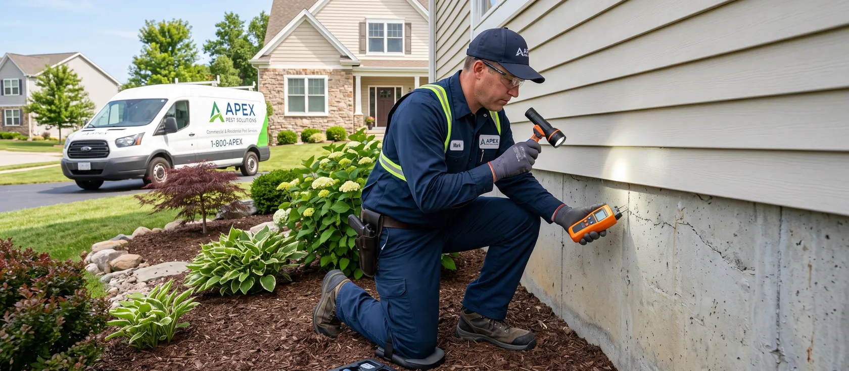 A service provider performing pest control work