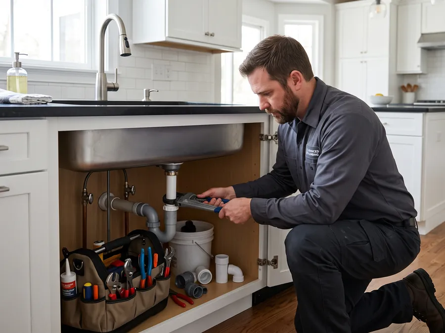 Plumbing service in progress