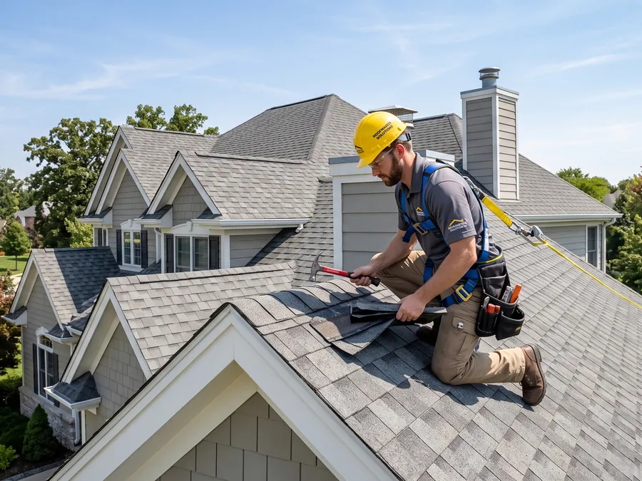 Roofing service in progress