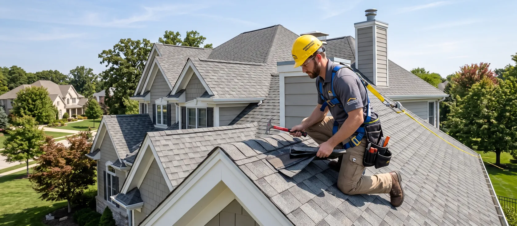 A service provider performing roofing work