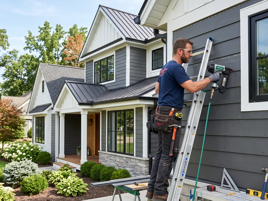 Siding service in progress