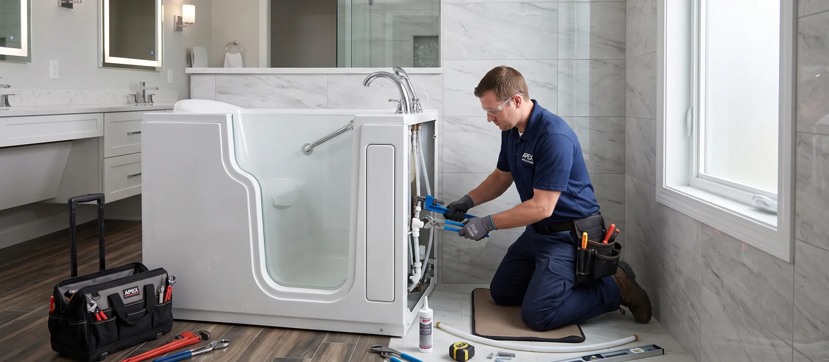 A service provider performing walk-in tubs work